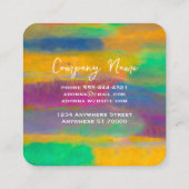 カラフル抽象芸術アはっきりしたートとブライトカスタム スクエア名刺 (裏面)