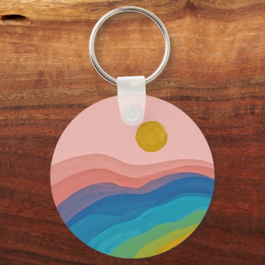 カラフル抽象芸術アアートートピンクイエローホームデコール キーホルダー (正面)