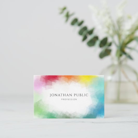 カラフル抽象芸術アエレガントートテンプレート 名刺 (スタンド正面)