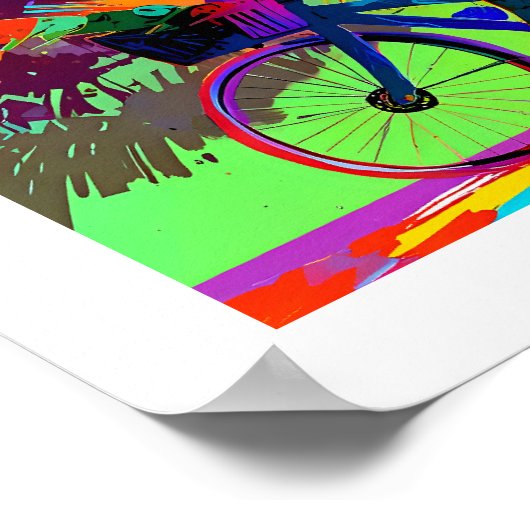 カラフル抽象芸術アポップ・アートのートキャット乗用自転車 ポスター (角)