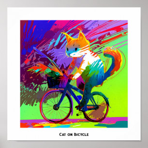 カラフル抽象芸術アポップ・アートのートキャット乗用自転車 ポスター