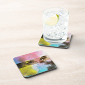 カラフル抽象芸術アポップ・アートのート、プラスチック製コースターセット6個 コースター (右側)