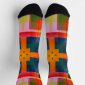 カラフル抽象芸術アモダンートクリエイティブパターン ソックス (上部)