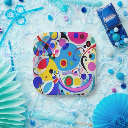 カラフル抽象芸術アモダンートデザイン ペーパープレート (パーティー)