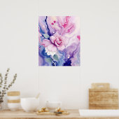 カラフル抽象芸術アモダンートドリーミーバラオンマーブル ポスター (キッチン)