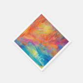 カラフル抽象芸術アモダンートモノグラムイニシャルおもしろい スタンダードカクテルナプキン (角)