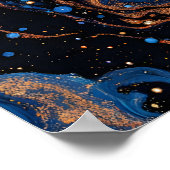 カラフル抽象芸術アモダンート。ミッドナイト金ゴールドマーバル ポスター (角)