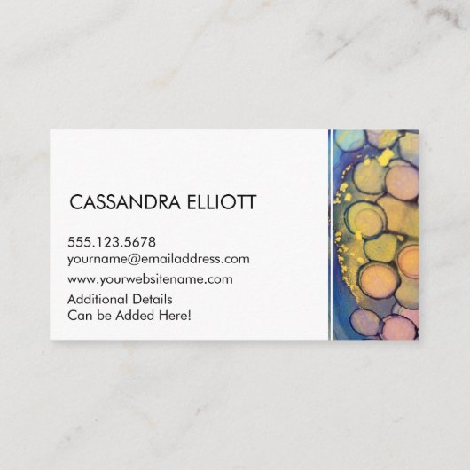 カラフル抽象芸術アルコールインク液体芸術事業 名刺 (裏面)