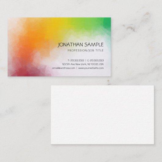 カラフル抽象芸術アーエレガントモダンテンプレート 名刺 (正面/裏面)