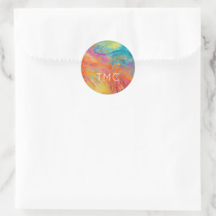 カラフル抽象芸術アーティス絵を描トイニシャルシック ラウンドシール