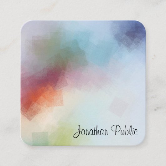 カラフル抽象芸術アーテンプレートエレガントモダン スクエア名刺 (正面)