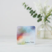 カラフル抽象芸術アーテンプレートエレガントモダン スクエア名刺 (スタンド正面)