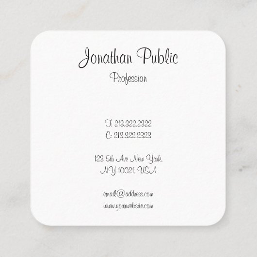 カラフル抽象芸術アーテンプレートエレガントモダン スクエア名刺 (裏面)