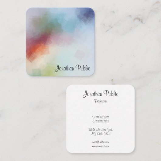 カラフル抽象芸術アーテンプレートエレガントモダン スクエア名刺 (正面/裏面)