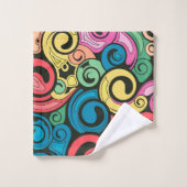 カラフル抽象芸術アートの渦巻き バスタオルセット (ウォッシュタオル)