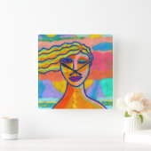 カラフル抽象芸術アートウォールクロック スクエア壁時計 (ホーム)