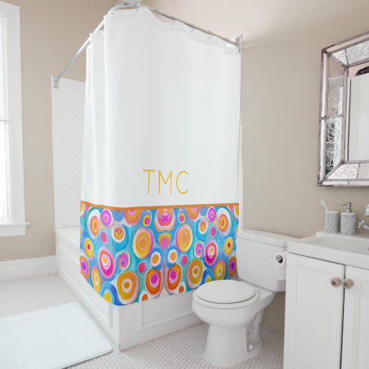 カラフル抽象芸術アートサークルバスデコーモダンル シャワーカーテン (インサイチュ)