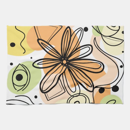 カラフル抽象芸術アートスケッチ キッチンタオル (横)