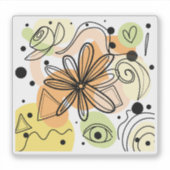 カラフル抽象芸術アートスケッチ シール (正面)