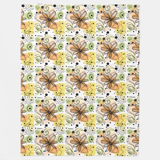 カラフル抽象芸術アートスケッチ フリースブランケット (正面)