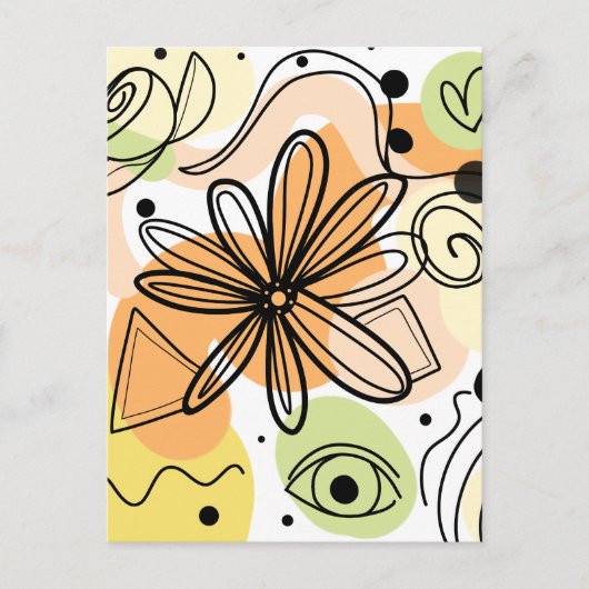 カラフル抽象芸術アートスケッチ ポストカード (正面)