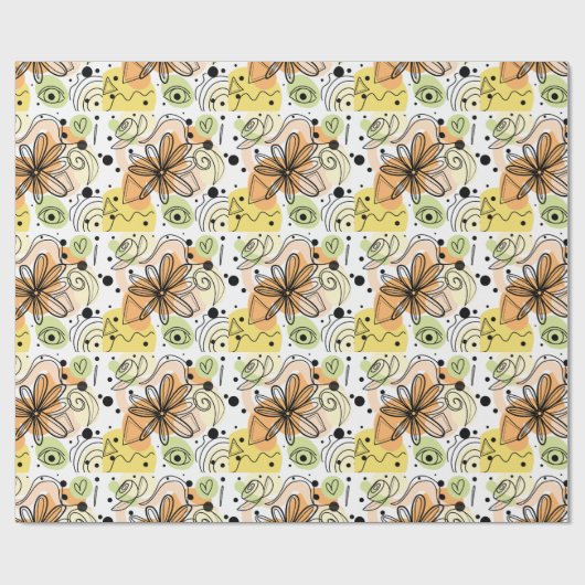 カラフル抽象芸術アートスケッチ ラッピングペーパー (フラット)