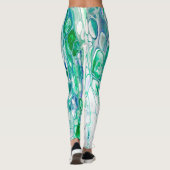 カラフル抽象芸術アートブルーグリーンホワイトかわいい レギンス (裏面)