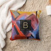 カラフル抽象芸術アートモダンシェイプタイポグラフィ クッション (ブランケット)