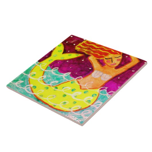カラフル抽象芸術アート人魚絵画女 タイル (側面)