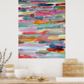 カラフル抽象芸術アート水彩ブラシストローク ポスター (キッチン)
