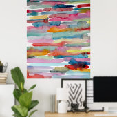 カラフル抽象芸術アート水彩ブラシストローク ポスター (ホームオフィス)