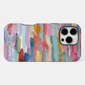 カラフル抽象芸術アート水彩ブラシストローク iPhoneケース (裏面横)