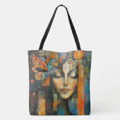 カラフル抽象芸術アート顔 トートバッグ (裏面)