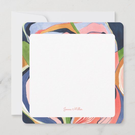 カラフル抽象芸術アーパーソナライズされたトフラットノートカード ノートカード (正面)