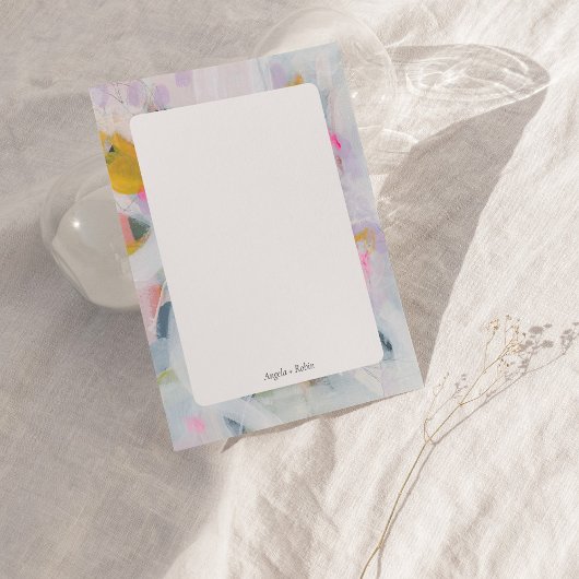 カラフル抽象芸術アーパーソナライズされたトフラットノートカード 招待状