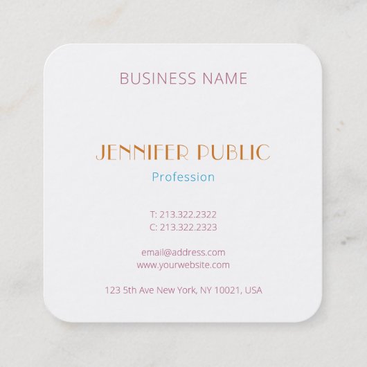 カラフル抽象芸術アーモダントエレガントモノグラム スクエア名刺 (裏面)