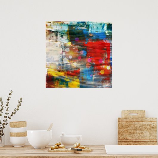 カラフル抽象芸術アー絵を描(ばちゃばちゃ)跳ねるデザイン ポスター (キッチン)