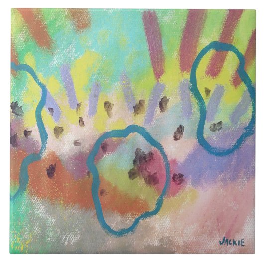 カラフル抽象芸術ア絵を描クリル タイル (正面)