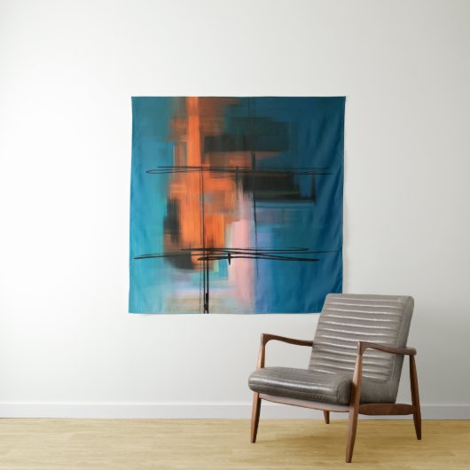 カラフル抽象芸術ア絵画クリル超現実的な土地 タペストリー (インサイチュ(横))