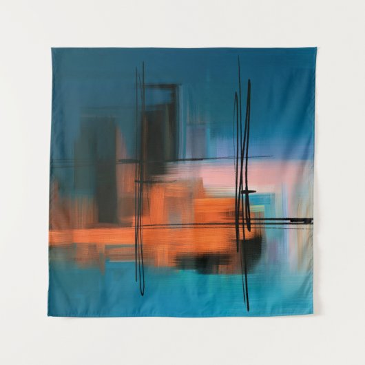 カラフル抽象芸術ア絵画クリル超現実的な土地 タペストリー (正面)