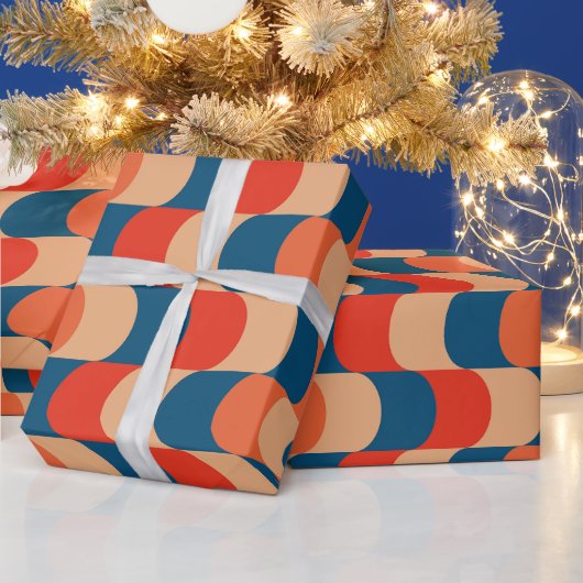 カラフル抽象芸術イリュージョンをテーマにしたレトロヴィンテージ ラッピングペーパー (クリスマス)