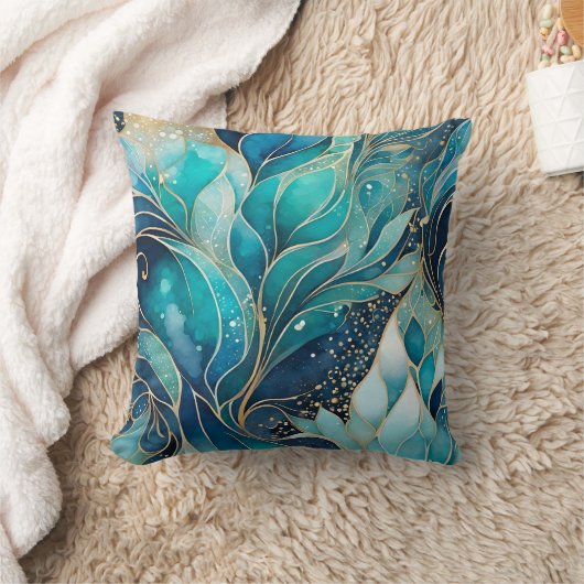 カラフル抽象芸術インクアートスクエア装飾用クッション クッション (ブランケット)