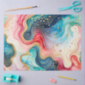 カラフル抽象芸術インクアートティッシュペーパー 薄葉紙 (クラフト)