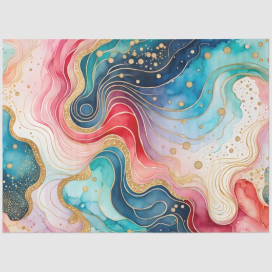 カラフル抽象芸術インクアートティッシュペーパー 薄葉紙 (正面)