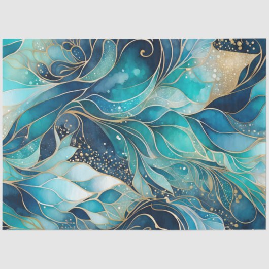 カラフル抽象芸術インクアートティッシュペーパー 薄葉紙 (正面)