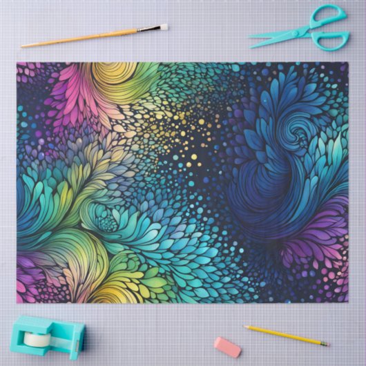 カラフル抽象芸術インクアートティッシュペーパー 薄葉紙 (クラフト)