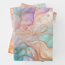 カラフル抽象芸術インクアート包装紙シート ラッピングペーパーシート