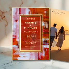 カラフル抽象芸術ウェディング招待写真テンプレート 箔シーズンカード