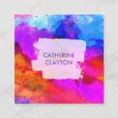 カラフル抽象芸術ウォーターカラーアートスクエアビジネスC スクエア名刺 (正面)