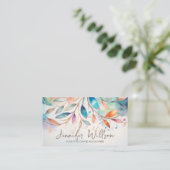 カラフル抽象芸術ウォーターカラーツリーアート 名刺 (スタンド正面)